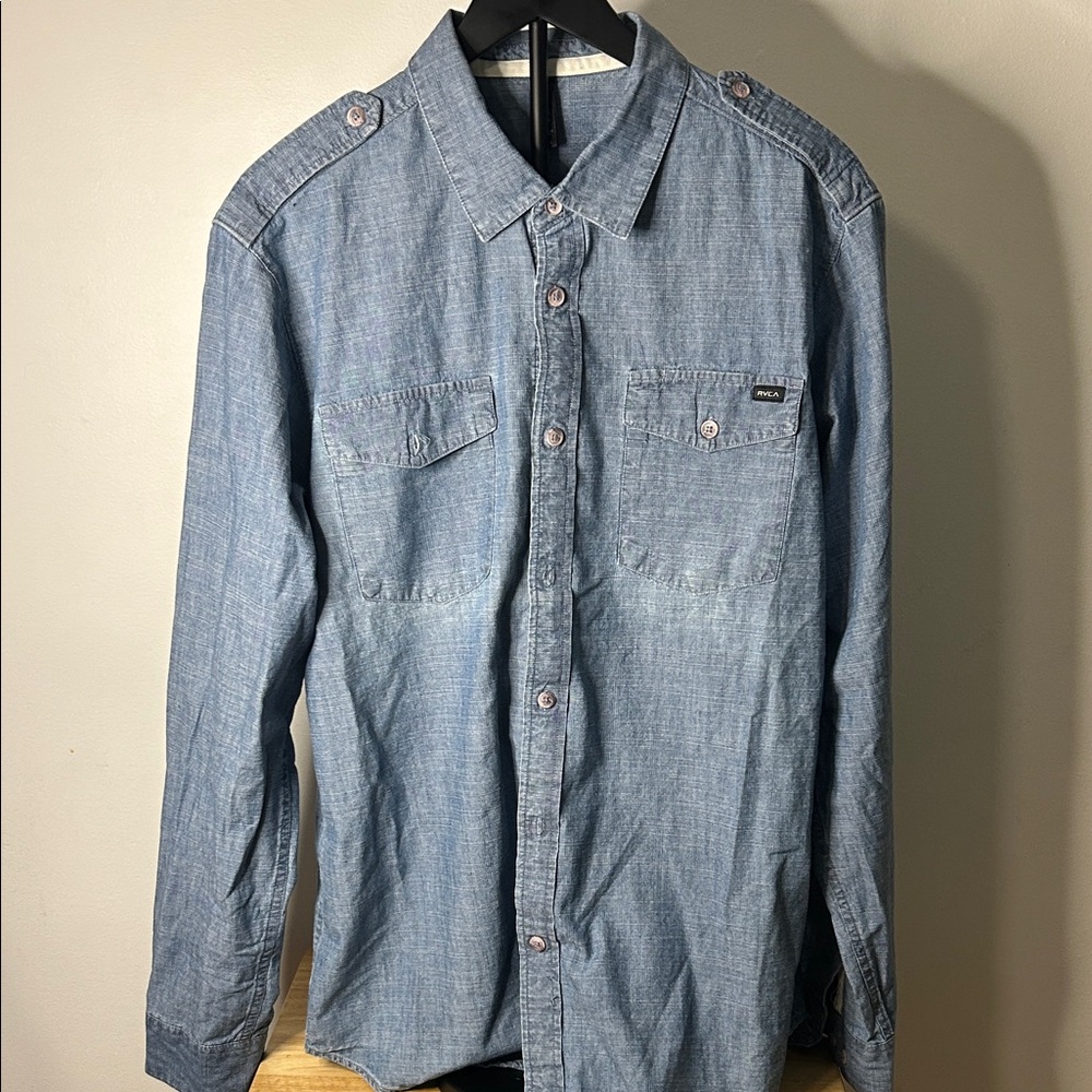 RVCA Light Blue Casual Button Down Shirt